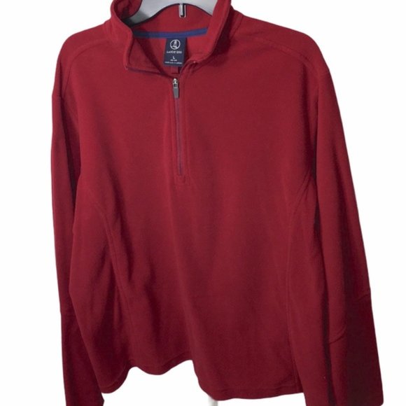 Lands End Red Quarter Zip Fleece Pullover Top - Picture 1 of 4